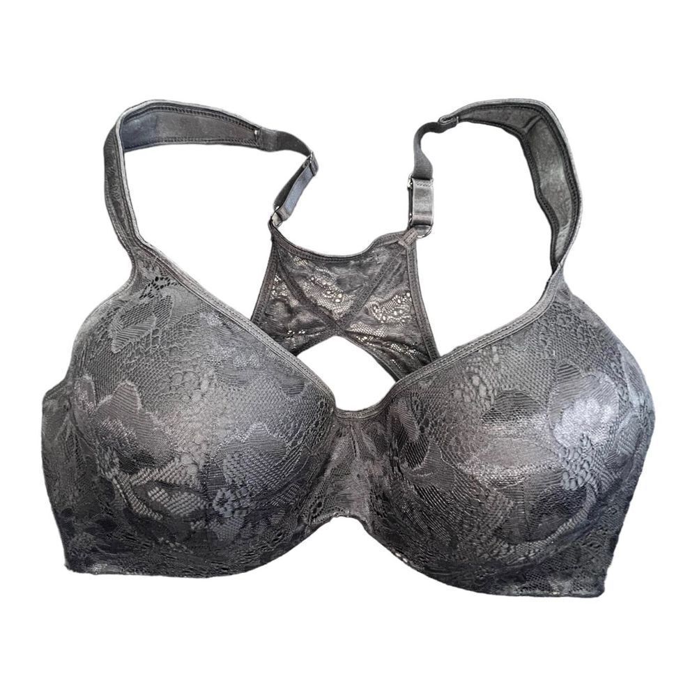 Adrienne Vittadini Underwire Padded Black Open Back Lace Bra